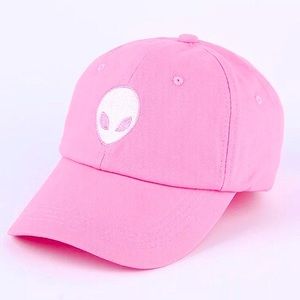 Pastel pink alien 👽 embroidered baseball cap
